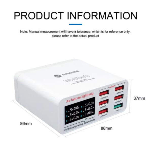 SUNSHINE SS-304Q 6 PORT USB SMART LIGHTNING CHARGER - Image 6
