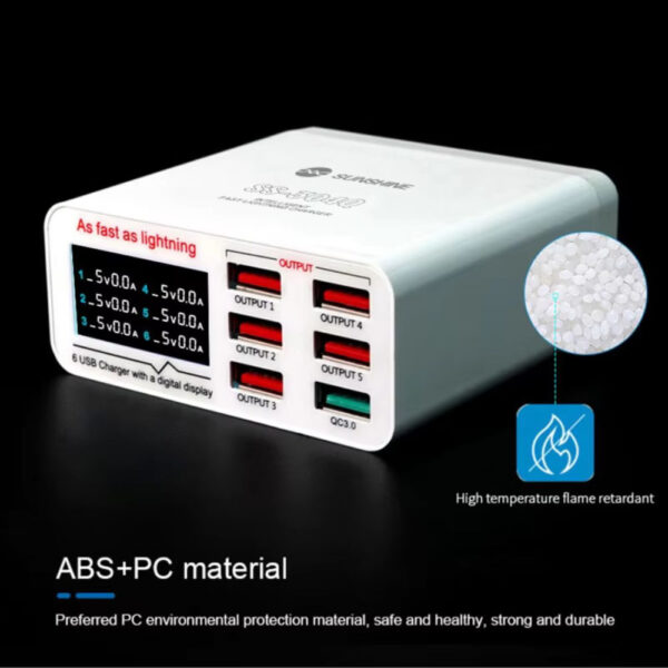 SUNSHINE SS-304Q 6 PORT USB SMART LIGHTNING CHARGER - Image 7