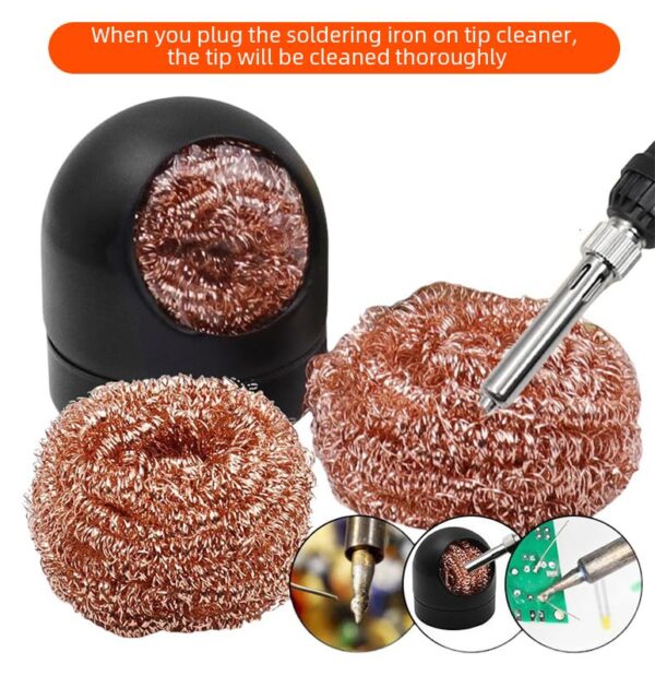 Tip Cleaner for Soldering Irons - Copper Sponge, Effective Tip Maintenance, Extends Life of Soldering Tips, Compatible with All Soldering Iron Models, Easy to Use, Black - Image 2