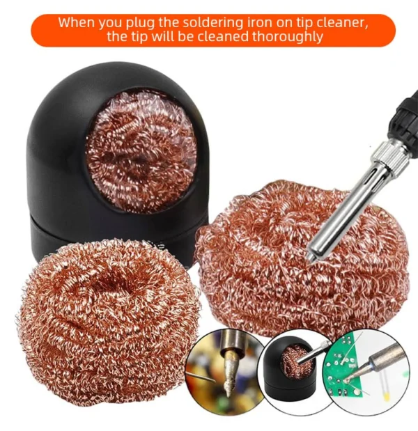 Tip Cleaner for Soldering Irons - Copper Sponge, Effective Tip Maintenance, Extends Life of Soldering Tips, Compatible with All Soldering Iron Models, Easy to Use, Black - Image 2