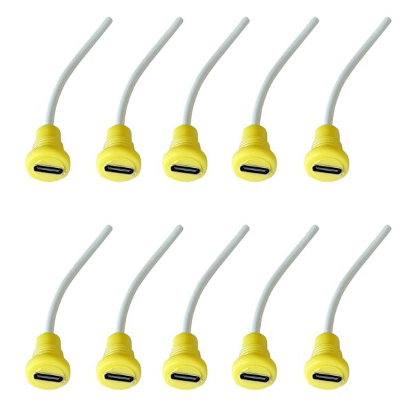 TYPE C Female Panel Mount Socket Connector With 3 Inch Moulded Wire For Electronic Circuits, DIY Hobby Kit Multipurpose - Yellow