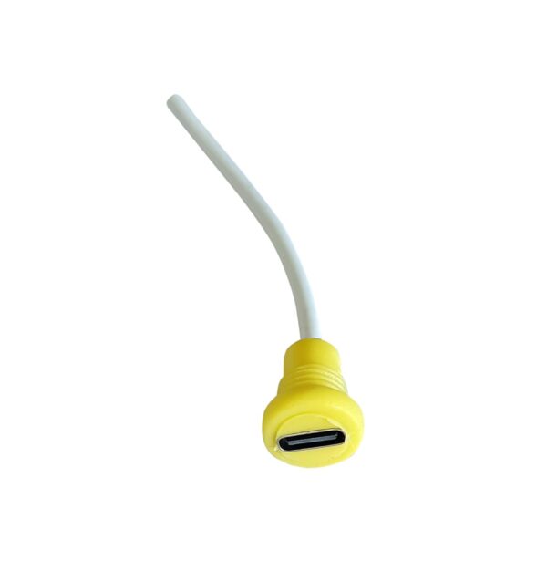 TYPE C Female Panel Mount Socket Connector With 3 Inch Moulded Wire For Electronic Circuits, DIY Hobby Kit Multipurpose - Yellow