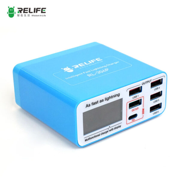 RELIFE RL-304P Smart 6-port digital display lightning charger - Image 2