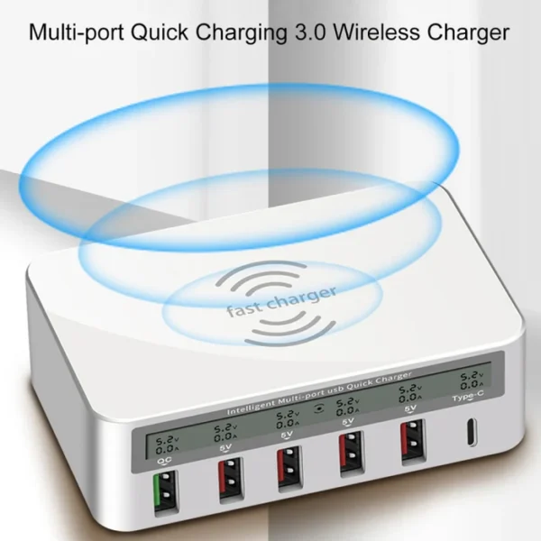 WLX-818F 6 in 1 10W QC3.0 Wireless Charging + USB-C / Type-C + 4 USB - Image 5