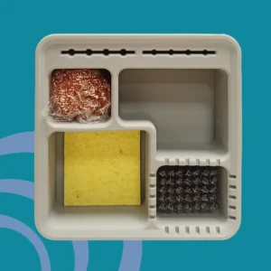 3 in 1 Silicone Iron Cleaning Box Steel Brush with Soldering Iron Tip Cleaner